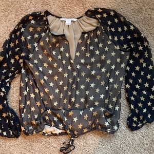 Diane Von Furstenberg semi-sheer star print top!